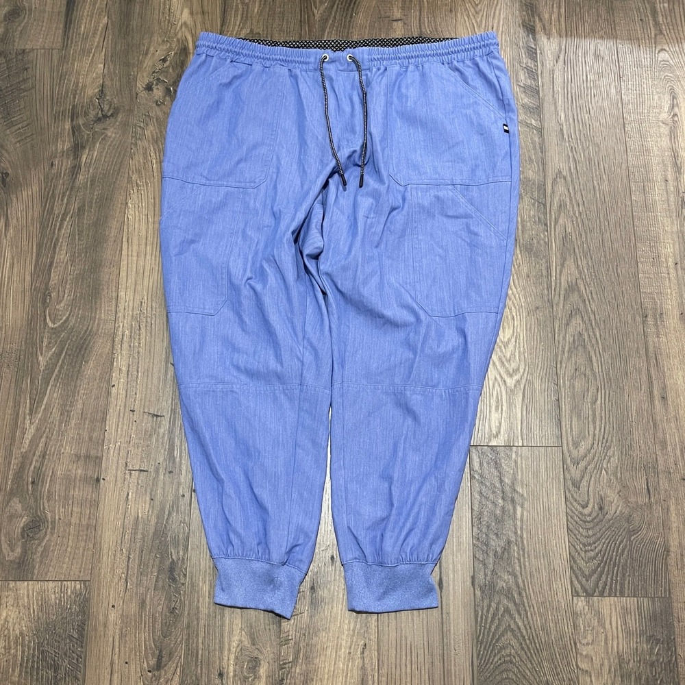 Koi Petite XL Blue Heathered Scrub Jogger Pants 740P Elastic Waist Drawstring